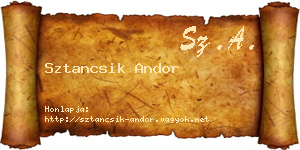 Sztancsik Andor névjegykártya